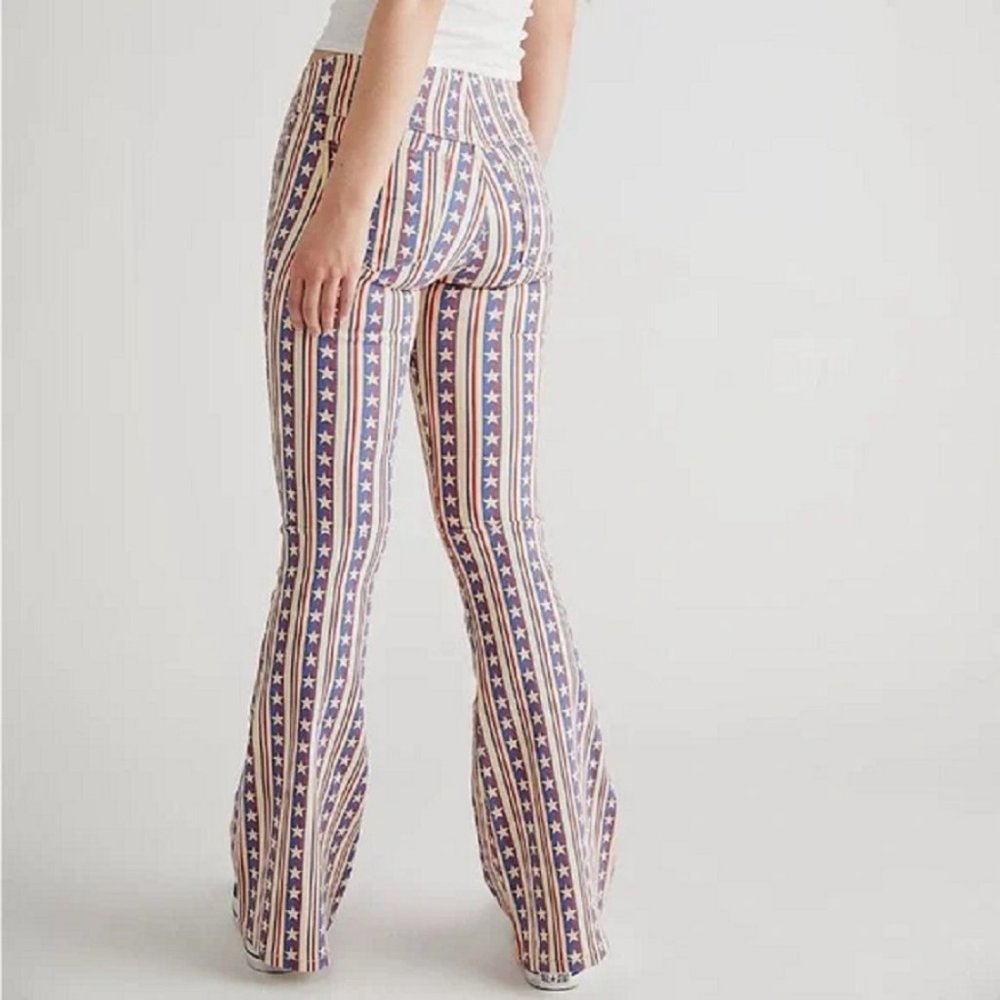 LAST PAIR !  Free People Stars Pants Penny Stripe Jeans American Flag USA - Picture 8 of 14